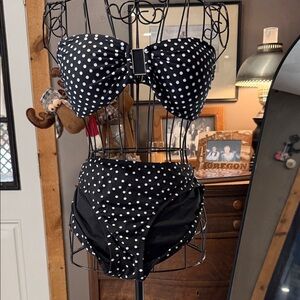 White House Black Market Black and White Polka Dot Bikini